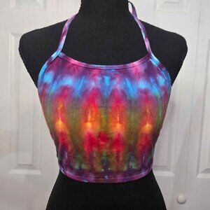 Tie Dye Halter Crop Top OSFM Y2K Hippie Festival Coachella